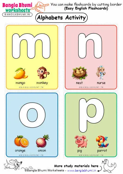 Small Alphabets Activity Flashcards mnop