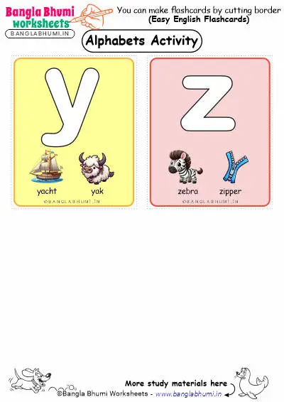 Small Alphabets Activity Flashcards yz