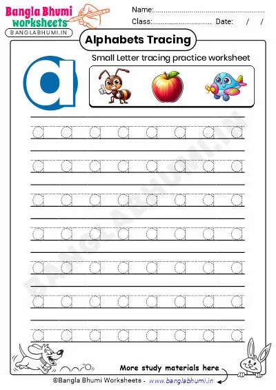 Lowercase Alphabet Letter Tracing Worksheets