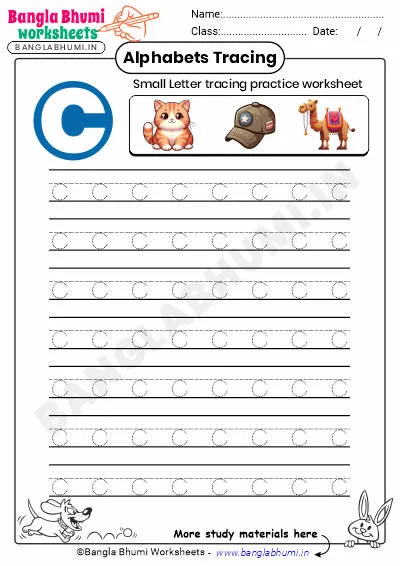 Free Small Letter c Tracing Worksheet