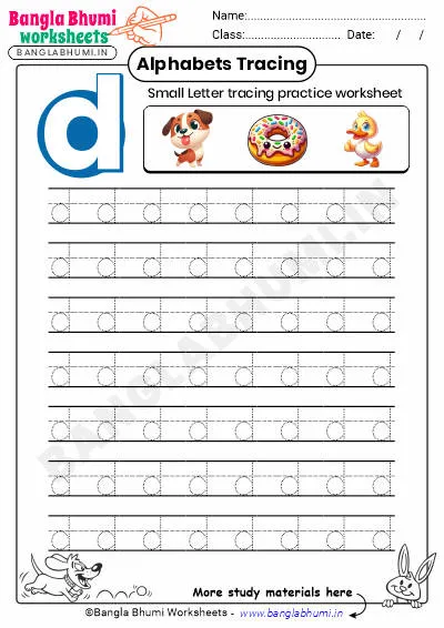 Free Small Letter d Tracing Worksheet