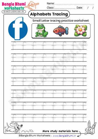 Free Small Letter f Tracing Worksheet