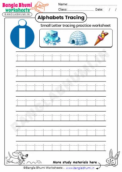 Free Small Letter i Tracing Worksheet