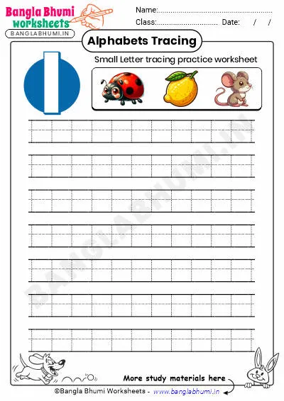 Free Small Letter l Tracing Worksheet