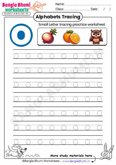 Free Small Letter o Tracing Worksheet