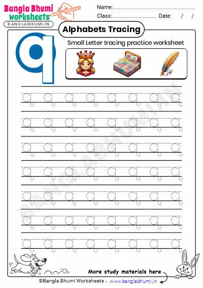 Free Small Letter q Tracing Worksheet