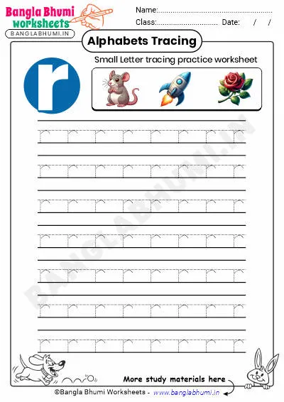 Free Small Letter r Tracing Worksheet