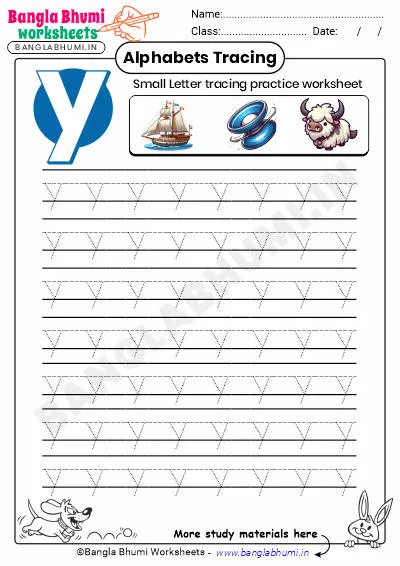 Free Small Letter y Tracing Worksheet