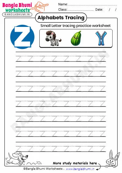 Free Small Letter z Tracing Worksheet