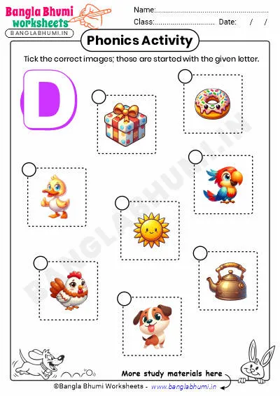 Tick the Correct Images of Alphabet D Worksheet