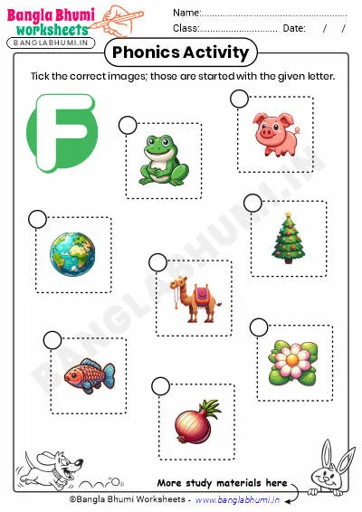 Tick the Correct Images of Alphabet F Worksheet