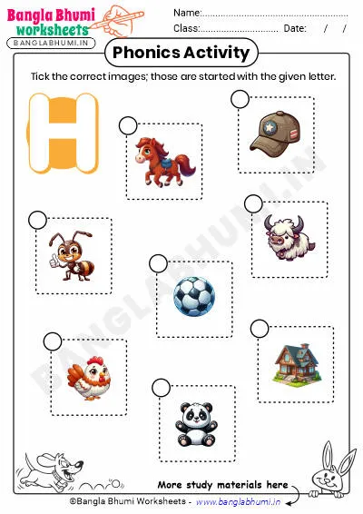 Tick the Correct Images of Alphabet H Worksheet