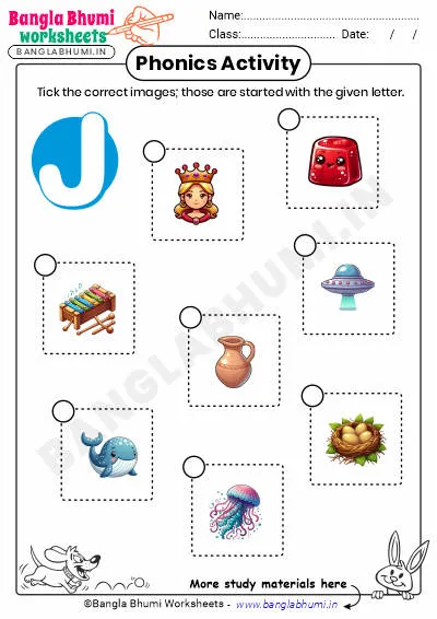 Tick the Correct Images of Alphabet J Worksheet