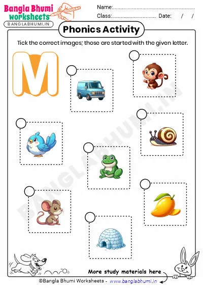 Tick the Correct Images of Alphabet M Worksheet