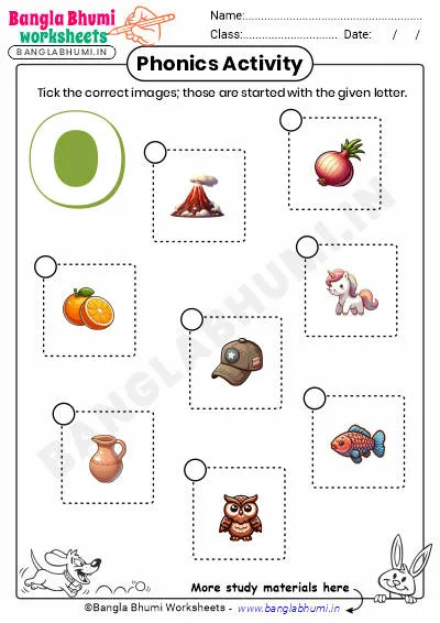 Tick the Correct Images of Alphabet O Worksheet