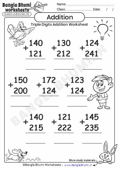 Free Triple-Digit Addition Worksheet PDF