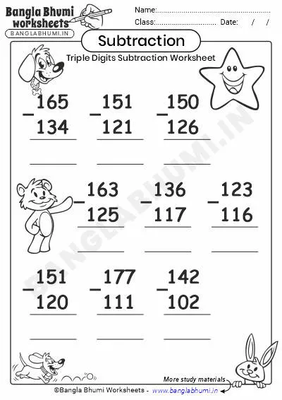 Triple-Digit Subtraction PDF Worksheet